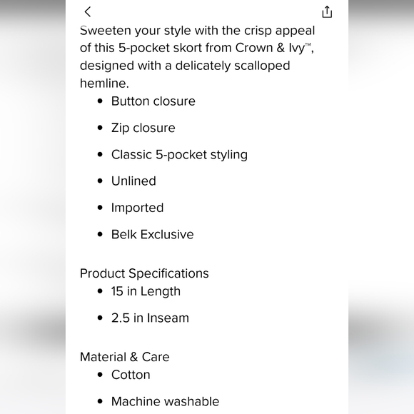 Crown & Ivy Skort - Picture 5 of 5